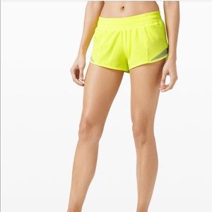 Lululemon Hotty Hot Low Rise Lined 2.5 Shorts in Highlighter Yellow